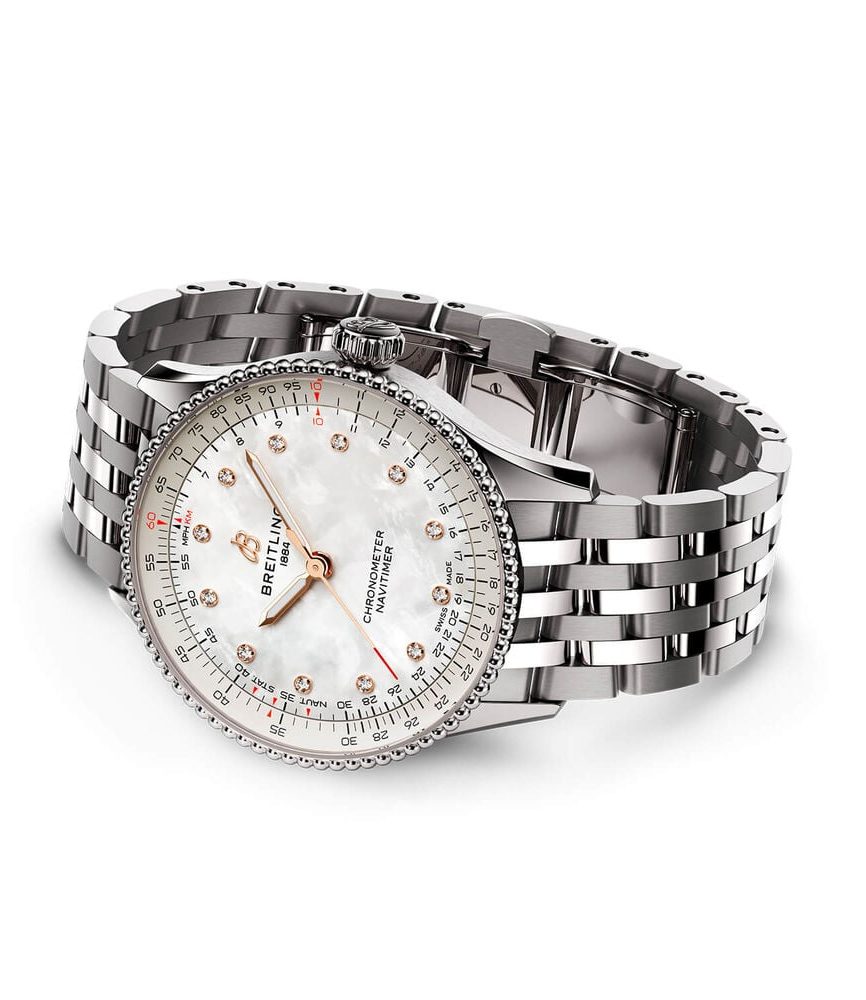 Breitling Navitimer Automatic 36mm Mother of Pearl Dial Steel Bracelet Watch image number 2