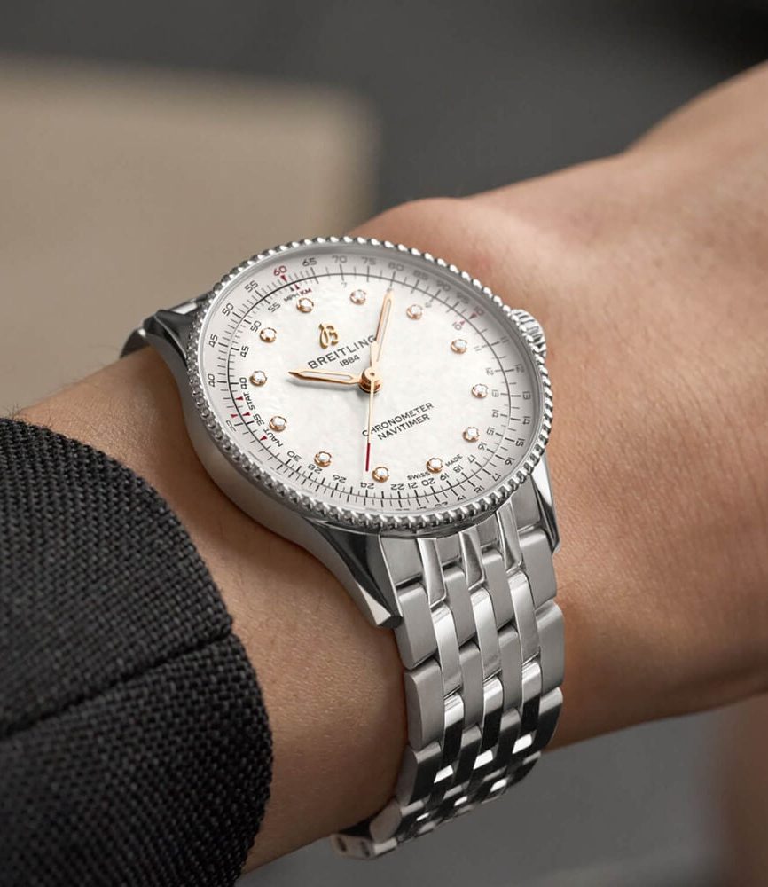 Breitling Navitimer Automatic 36mm Mother of Pearl Dial Steel Bracelet Watch image number 6