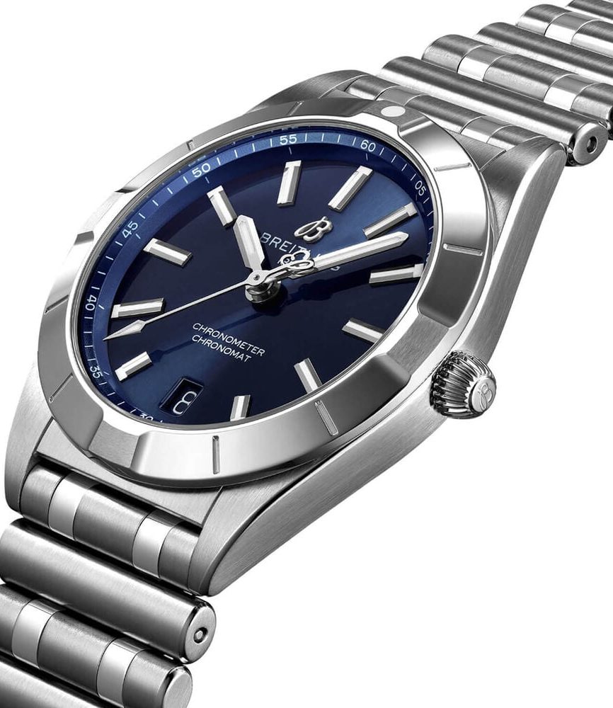 Breitling Chronomat 32mm Blue Dial Steel Case Ladies Bracelet Watch image number 1