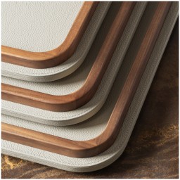 Poltrona Frau, Trays collection, Rectangular rounded tray large, burgundy