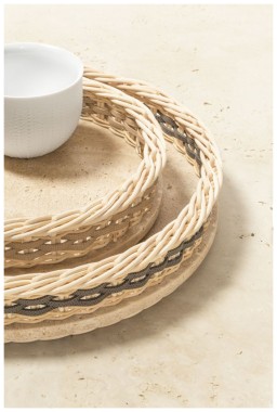 Pigment France, Orsay travertine trays, Round tray, mini