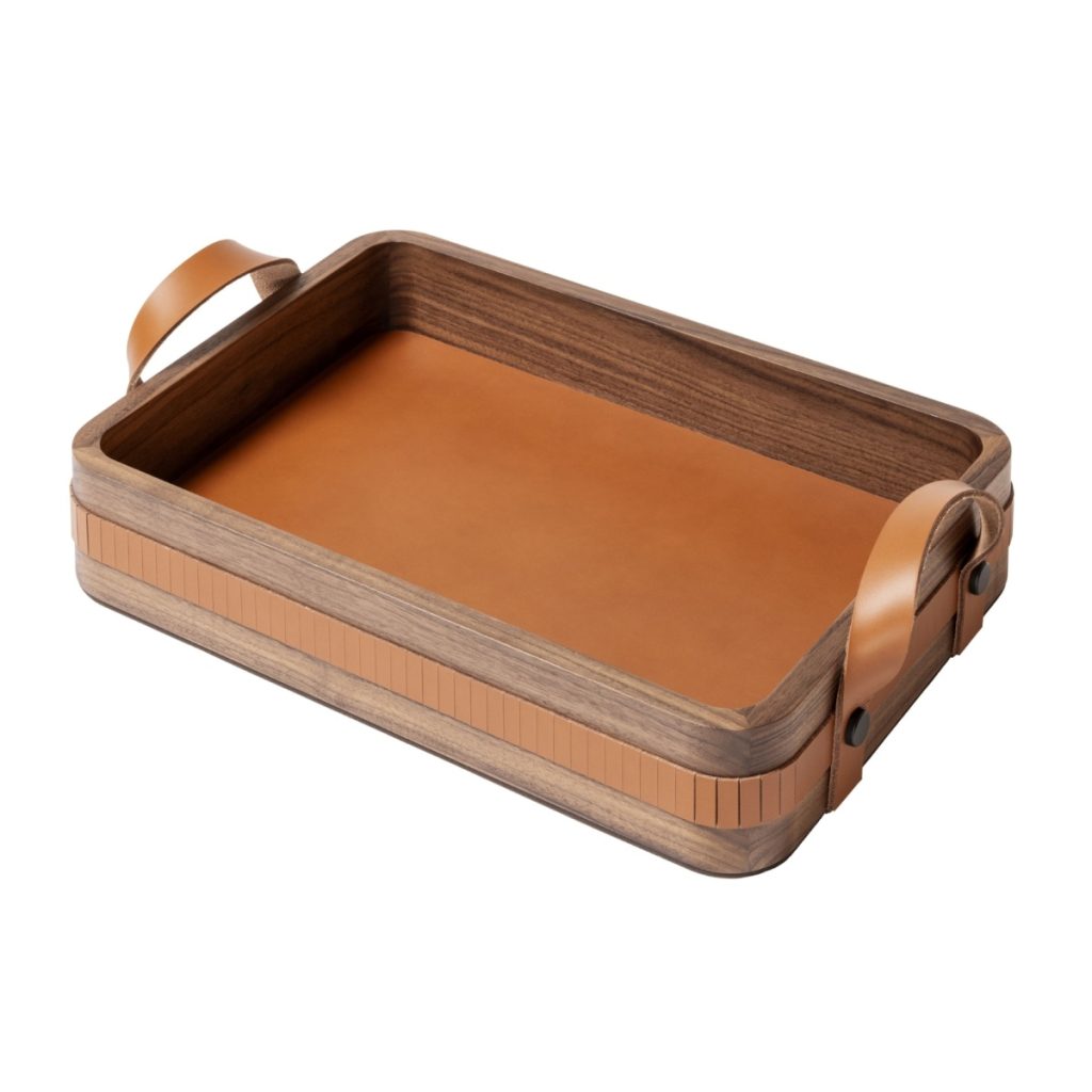 Rabitti 1969, Trays by RABITTI 1969, Toiles de noyer rectangular rounded tray