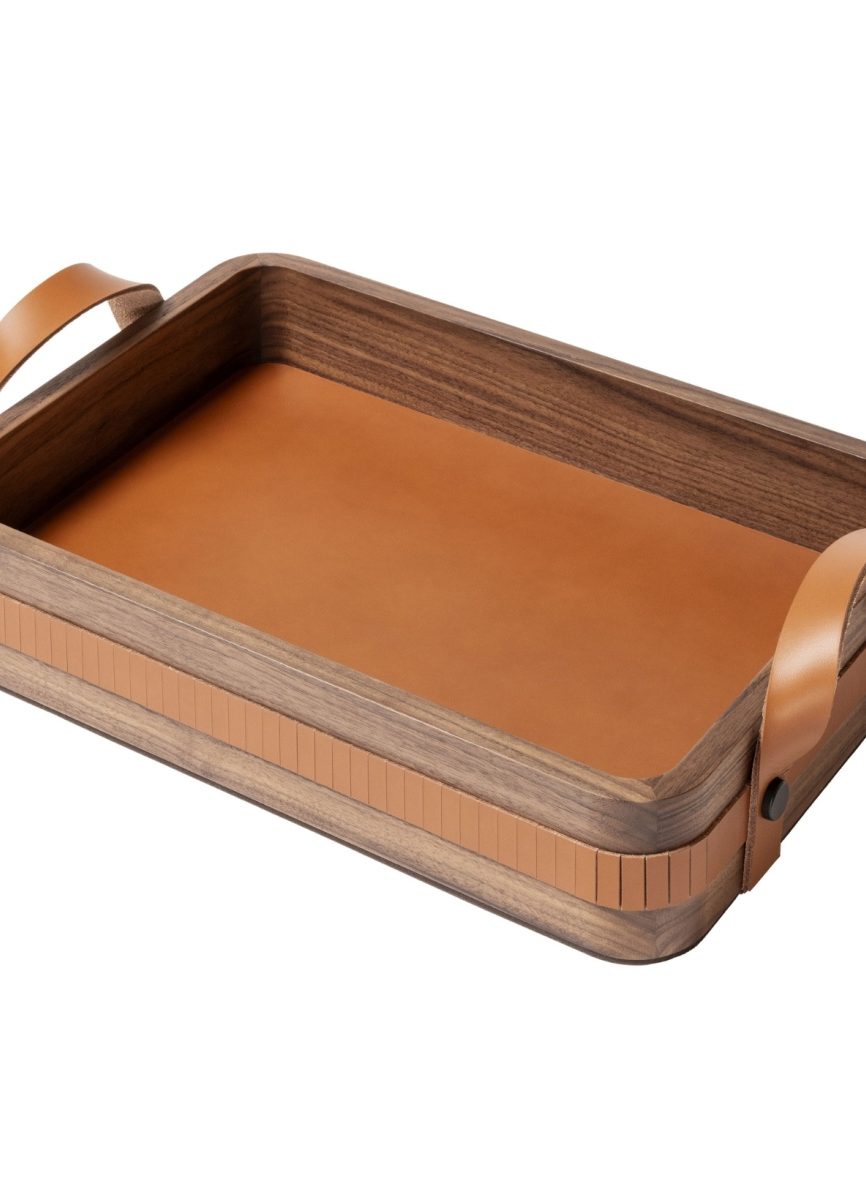 Rabitti 1969, Trays by RABITTI 1969, Toiles de noyer rectangular rounded tray