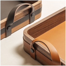 Rabitti 1969, Trays by RABITTI 1969, Toiles de noyer rectangular rounded tray