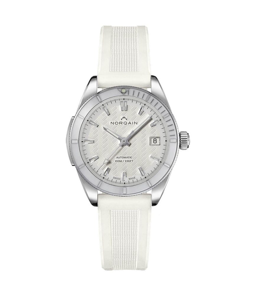 NORQAIN Adventure Sport Automatic 37mm White Pattern Dial White Rubber Strap Watch image number 0