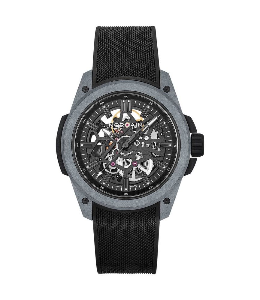 NORQAIN Wild ONE Skeleton 42mm Dial Black Rubber Strap Watch image number 0