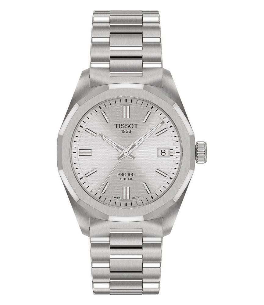 Tissot PRC 100 Solar 34mm Silver Dial Stainless Steel Bracelet Watch image number 0
