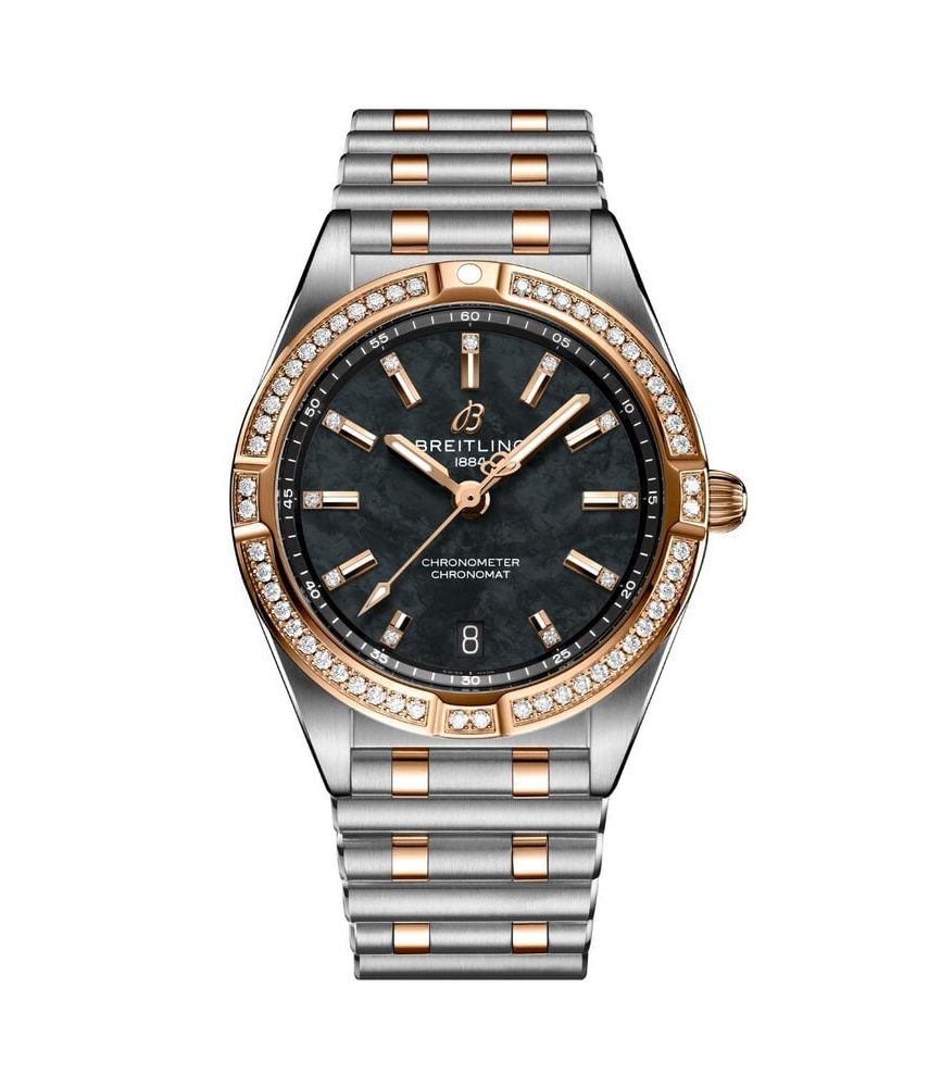 Breitling Chronomat UK Edition 32mm Black MOP Dial Diamond Set Bezel Steel Bracelet Watch image number 0