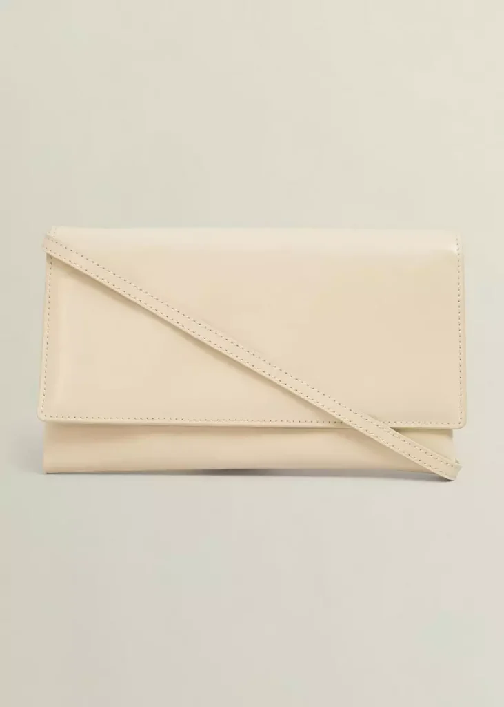 Renata Leather Clutch, Buttercream, hi-res