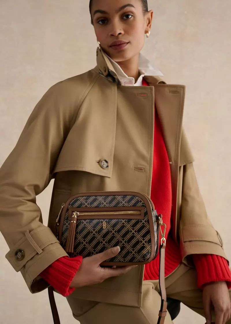 Carlton Leather Canvas Crossbody Bag, Tan Multi, hi-res