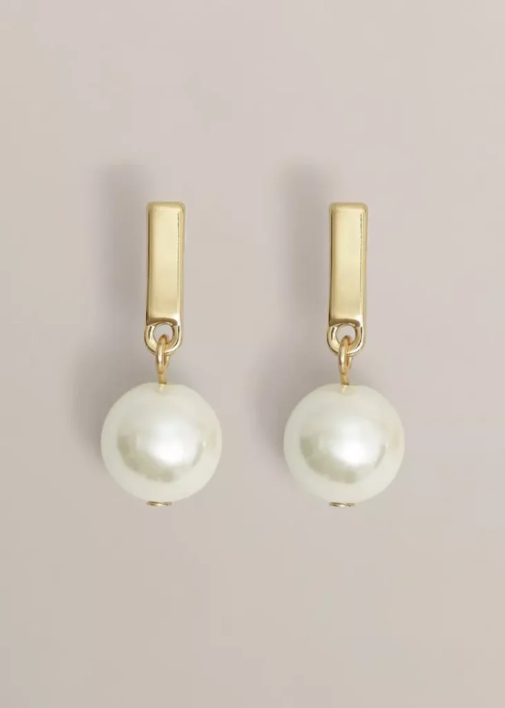 Aria Pearl Earrings, Ivory Gold, hi-res