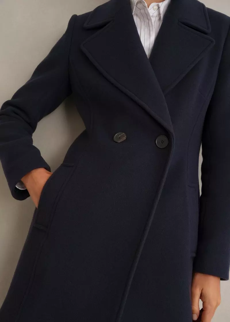 Betsy Cashmere Blend Coat, Navy, hi-res