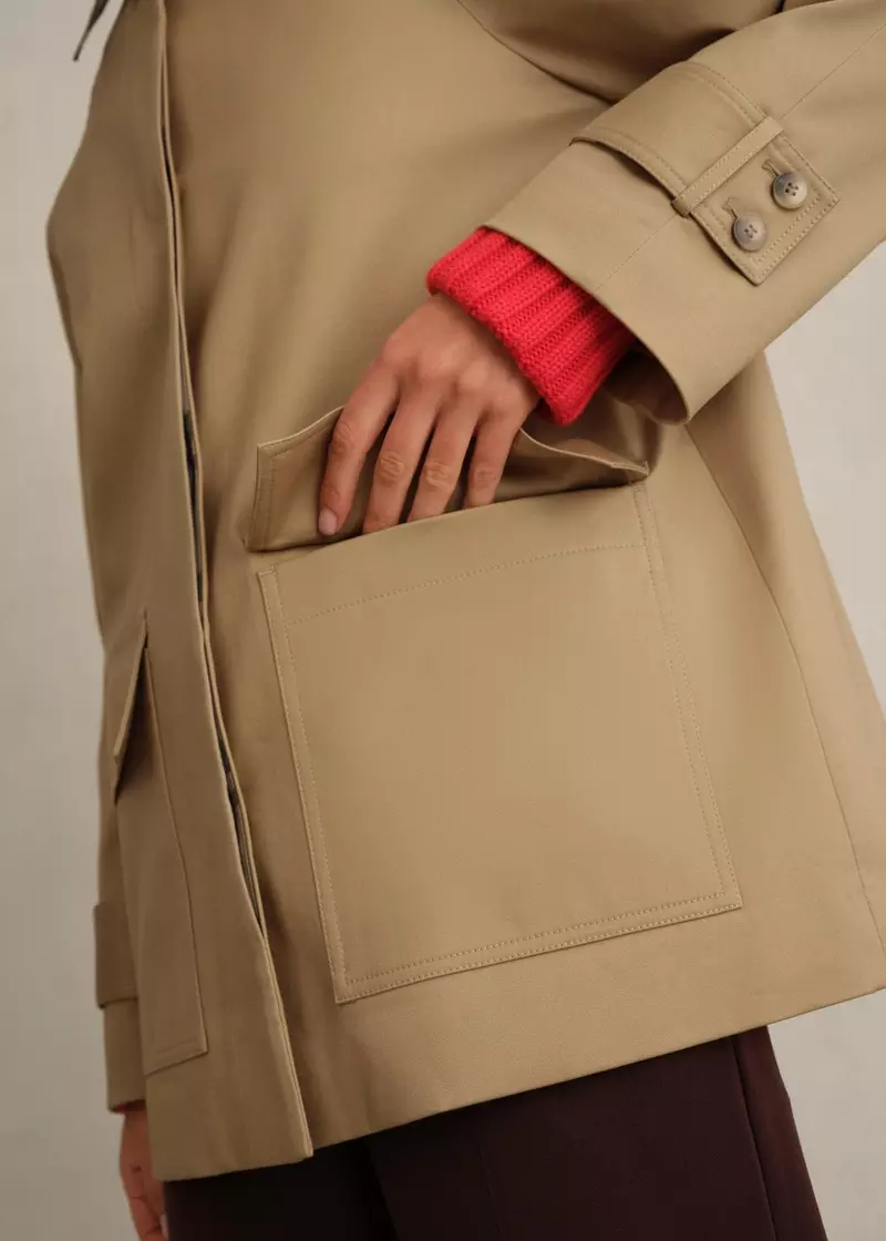 Callie Shower Resistant Car Coat, Fawn Beige, hi-res