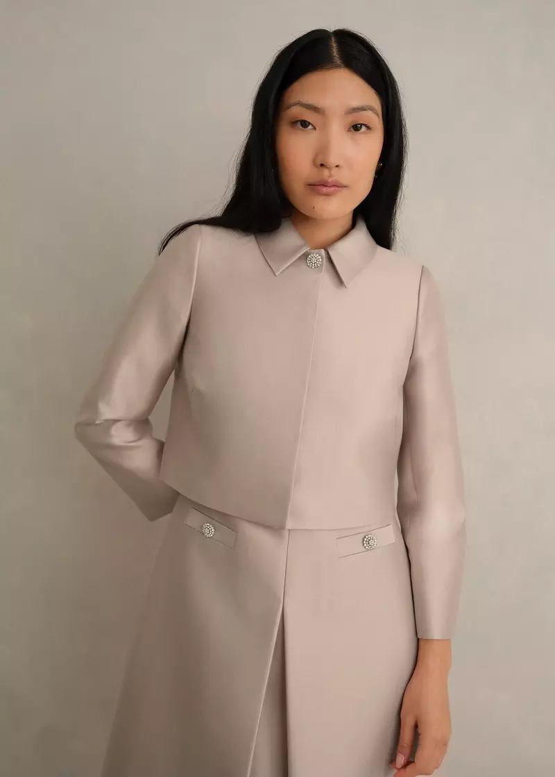 Avery Wool Silk Jacket, Oyster, hi-res