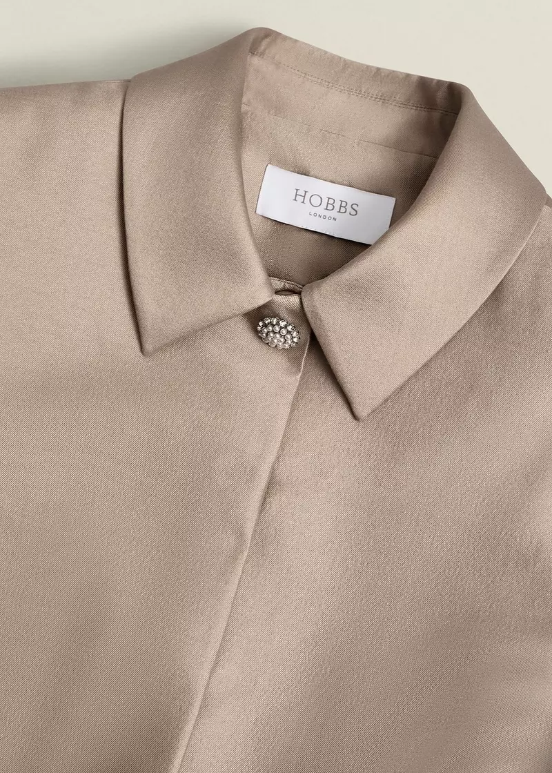 Avery Wool Silk Jacket, Oyster, hi-res