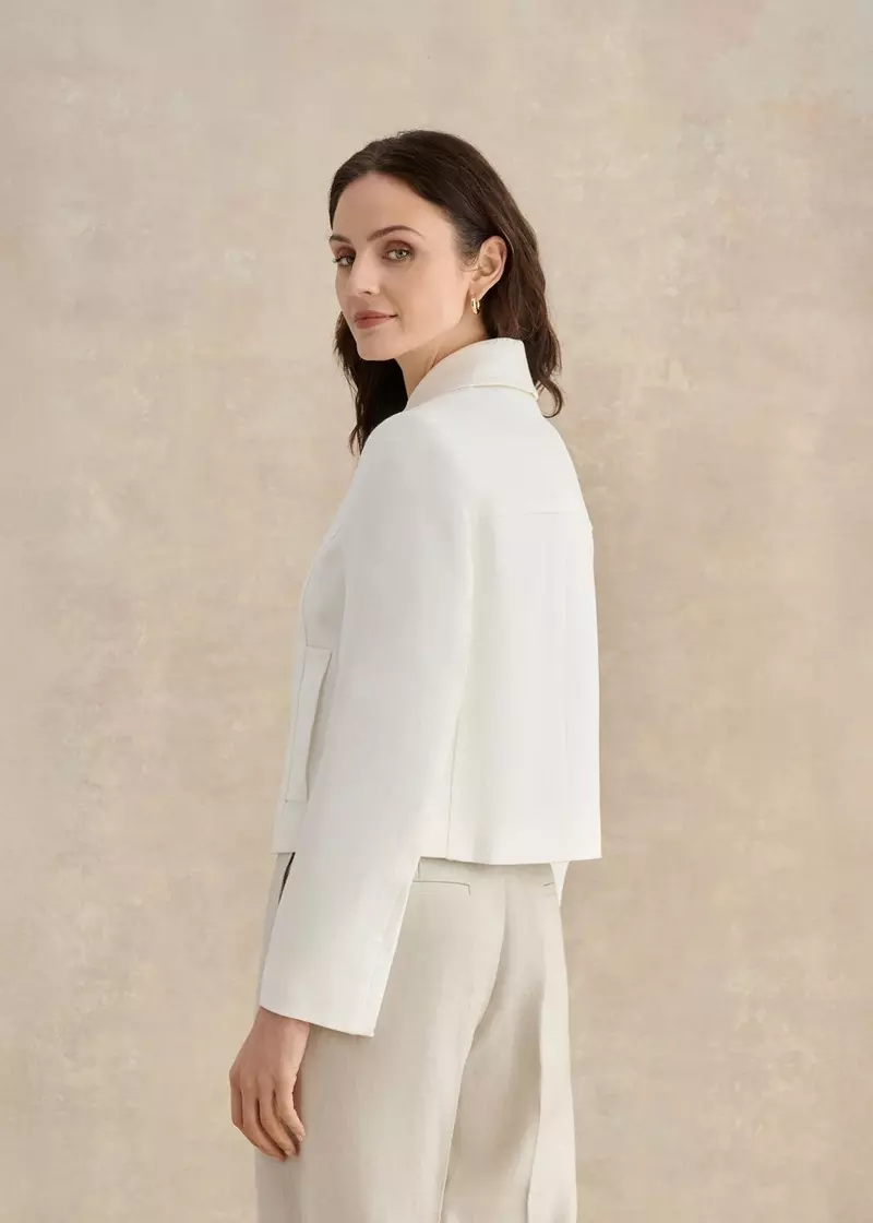 Adeen Linen Jacket, Ivory, hi-res