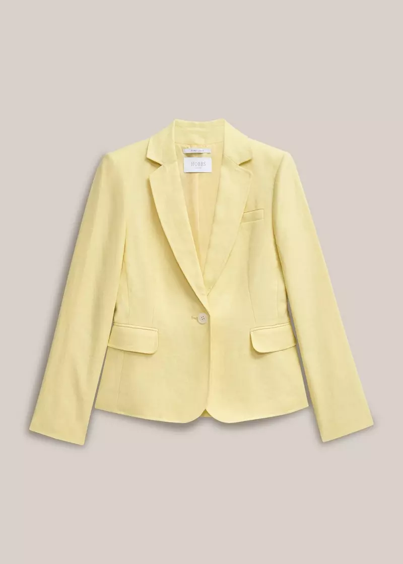 Adalee Linen Jacket, Soft Yellow, hi-res