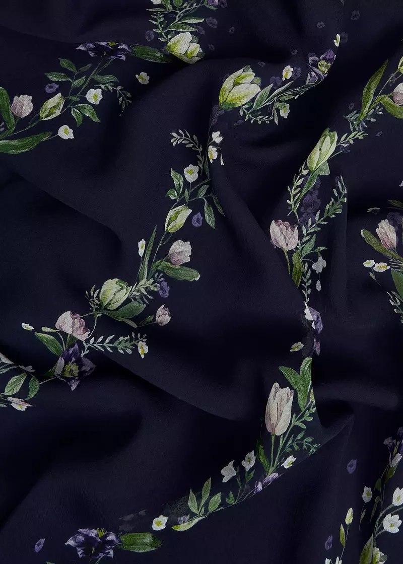 Ros Floral Silk Dress, Midnight Multi, hi-res