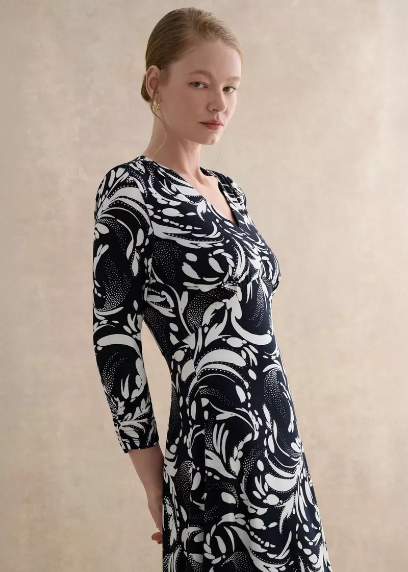 Petite Deborah Dress, Navy Ivory, hi-res