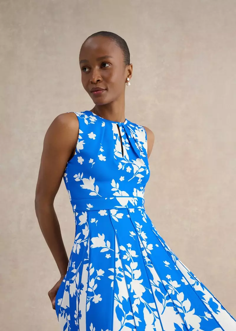 Petite Angelica Floral Dress, Blue Cream, hi-res
