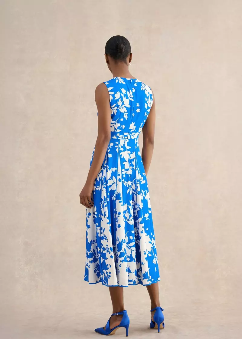 Petite Angelica Floral Dress, Blue Cream, hi-res