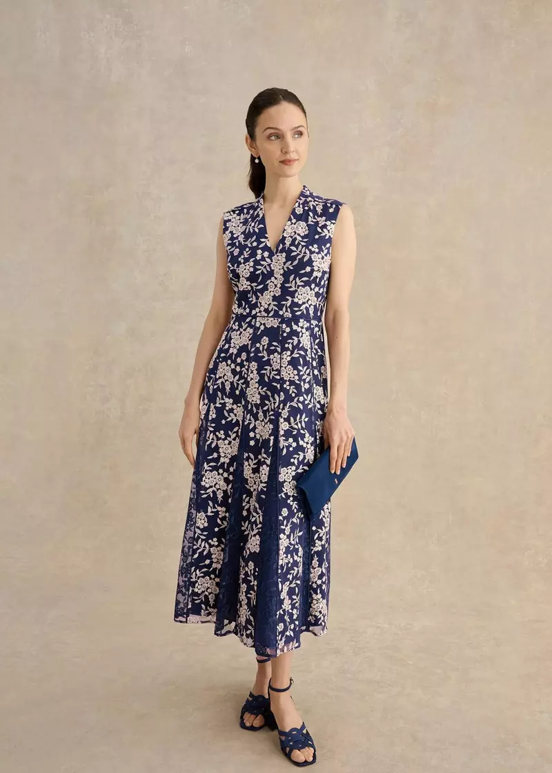 Petite Quin Embroidered Dress , Midnight Blush, hi-res