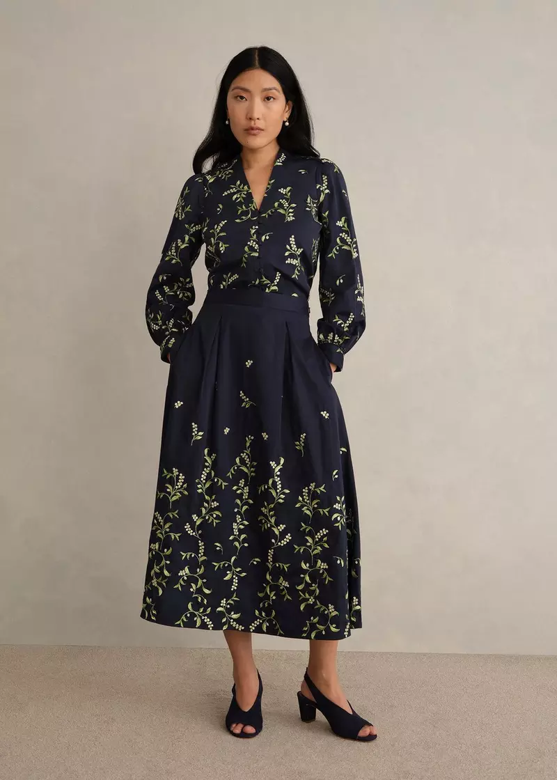 Annie Floral Embroidered Skirt, Midnight Multi, hi-res