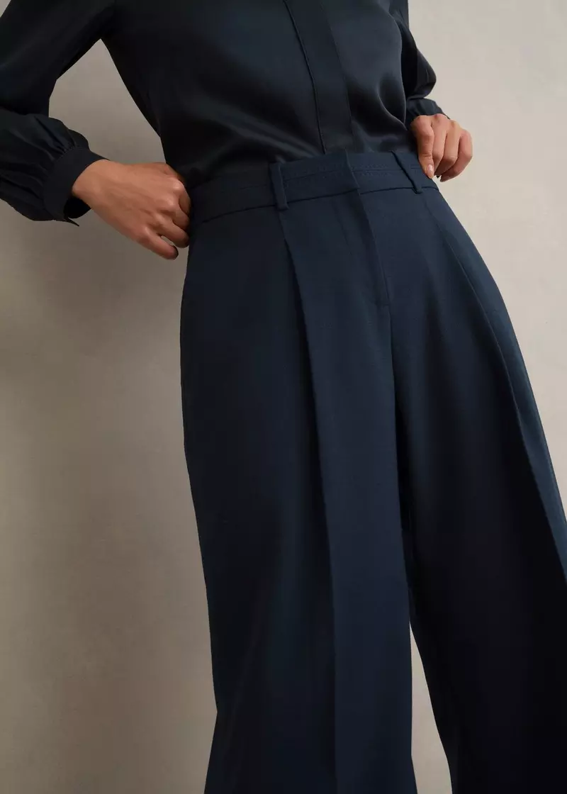Lauren Wide Trousers, Dark Slate Blue, hi-res