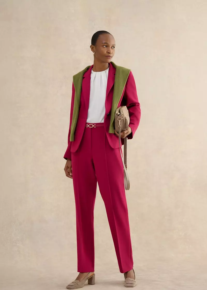 Petite Gemma Straight Leg Trousers, Beetroot Pink, hi-res