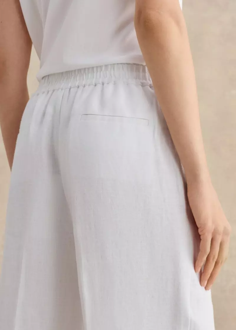 Alessia Linen Wide Leg Trousers, White, hi-res