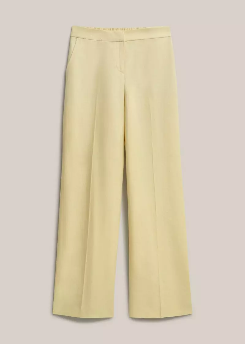 Adalee Linen Wide Leg Trousers, Soft Yellow, hi-res